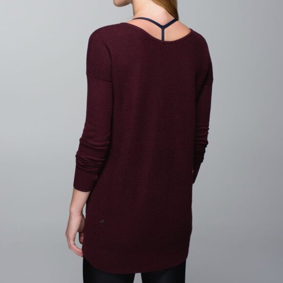 Lululemon The Sweater Life Heathered Bordeaux Drama V-neck Women's 6‎ Knit Comfy - Picture 2 of 8